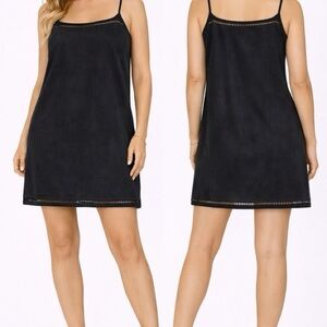 Abercrombie & Fitch Black Eyelet-Trim Slip Dress